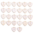 Lot de 26 pendentifs alphabet en forme de cœur avec émail blanc et bordure dorée - Blanc (Ensemble de 26)