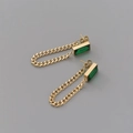 Modern gold chain earrings with emerald green gemstones and minimalist U-shaped pendants - Emerald Zircon Stud Earrings