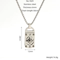 Silver stainless steel rectangular necklace with compass star pendant and chain detail - Eight-Pointed Star Necklace (ZS1829)