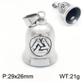 Silver stainless steel bell pendant with Viking Valknut engraving, 29x26mm motorcycle charm - Valknut Symbol Style (KP130945-MZOZ)