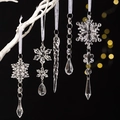 Set di 5 decorazioni natalizie in acrilico trasparente con ghiaccioli e fiocchi di neve - Trasparente (5 Disegni Un Set)