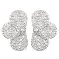 Silver flower stud earrings with hammered metal texture and central bead detail - Hammered Four-Leaf Clover Stud Silver (A-1372)