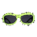 Fluorescent yellow punk sunglasses with silver metal rivets and black lenses - Neon Yellow