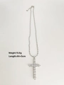 Zilveren hiphop-kruisvormige ketting met witte zirkoonkristallen, details over maat - Zilver