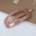 Pink rectangular hollow hair claw clip in glossy acrylic finish for ponytail - Pink