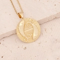 18K gold 12 Zodiac Pisces pendant necklace displayed on a textured stone surface - 2#Pisces