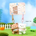Magnetic bear keychain set in brown and white with colorful snap hooks on backboard - Magnetic - Happy Bear Couple (White & Brown) / SKU Price for One Pair