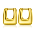 Polished golden square hoop earrings in stainless steel with a high-shine finish - High Polished Square Hoop