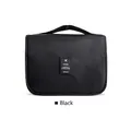 Trousse de toilette portable en nylon noir avec écusson TRAVEL et poignée de transport - Noir