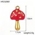 DIY mushroom pendant in red and gold finish with specific dimensions 1.8cm by 1.1cm - Red