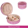 Portable round jewelry organizer box in mirror red finish with zipper closure - Round 10*10*5CM / Mirror Red