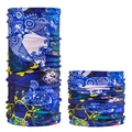 Blue cycling neck gaiter with traditional Chinese opera mask patterns and elastic fabric - Blue Peking Opera Face