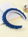 Padded headband in dark blue finish with dense pearl beads and anti-slip lining - Blue