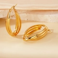 Classic 18K gold-plated 316L stainless steel triple-layered hoop earrings for women - 35mm (PJER234) / Gold