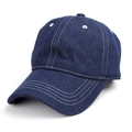Unisex washed denim baseball cap in dark blue featuring white contrast stitching details - Adjustable / Dark Blue