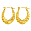 Luxurious gold chunky hoop earrings with a textured woven pattern for women - Woven Texture Croissant