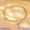 Collier chaîne cubaine dorée avec tête de serpent sertie de cristaux sur fond de soie - Chaîne Cubaine Tête de Serpent Dorée (KN283218-CM)