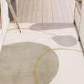 Abstract geometric PVC entry mat in beige and grey on wooden floor for home decor - 60×90CM / Moonstone-A (Vertical)