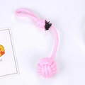 Giocattolo per cani in corda di cotone intrecciata rosa con nodo a sfera per cuccioli - Palla a Trazione Rosa 60g
