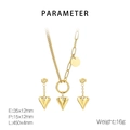 Detailed view of golden heart jewelry set with necklace and earring size parameters - Gold Heart Jewelry Set (KS217222-Z)