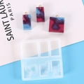 Detailed view of rectangle resin mold and blue water ripple wave jewelry pendants - 6-Hole 60-458