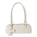 Borsa baguette minimalista crema con dettaglio fiocco e ciondolo a cuore per donna - Bianco