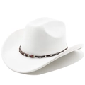 Detail of white suede jazz hat with woven band featuring brown and silver beads - M (56-58cm) / Pure White