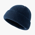 Dunkelblaue Strickmütze mit Rollrand-Design für Damen und Herren im Winterstil - 56-58cm(Elastisch) / Marineblau