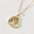 18K gold plated Tree of Life heart pendant necklace with colorful zircon stones - Style F-Heart Hollow Multi-color Zircon