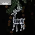 Transparent acrylic reindeer ornament with silver glitter for Christmas tree hanging - Reindeer (50g)