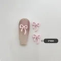 Pink ribbon bow nail art charms made of resin, DIY 6x9mm decorative 3D nail accessories - Small-Rose Pink