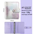 A7 size purple laser PU leather binder cover with 6-ring mechanism and internal card slots - Single Cover (No Insert) / Purple