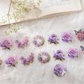 Purple rose flower PET tape and stickers set for scrapbooking and journal decoration - Purple Fairy