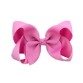 Handmade 4-inch pink grosgrain ribbon bow hair clip for children and girls - Pink (#38)