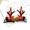 Christmas deer antler hair clips with pine cones and mushrooms for girls holiday headwear - Coffee Pine Cone