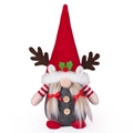 Gnomo de Navidad con gorro de cuernos de reno rojo y trenzas blancas vista 45 grados - Estilo de Trenzas de Astas / Rojo