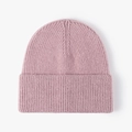 Thick rib-knit beanie hat in light purple for autumn and winter outdoor warmth - One Size / Pink