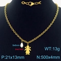 Collar dorado con silueta de niña y perla de nácar blanca en busto de joyería - Niña Soltera Dorado (KN287535-Z)