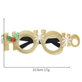 Detailed specs of gold glitter HO HO HO Christmas party glasses with holly leaves - Golden HO HO HO