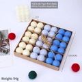 36-piece 3cm wool felt balls in white and blue shades, packaged in a kraft paper box - White Light Blue Blue (36Pcs)