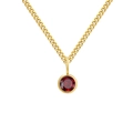 Minimalist gold stainless steel necklace with round red gemstone pendant setting - January Red - Gold