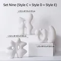 Three-piece set of minimalist white ceramic abstract sculptures in organic shapes - Artificial Rockery Ornament Set 9