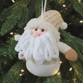 Hanging plush Santa Claus doll with gold sequins and white faux fur Christmas decoration - 12*15cm / Beige Santa