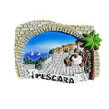 3D resin souvenir fridge magnet featuring the seaside landscape of Pescara Italy - Pescara Coastline Italy