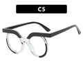 Classic C5 owl round optical glasses featuring black frames and transparent lower rims - Gradient Black