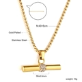 Vergulde roestvrijstalen cilinder ketting met fonkelende kristallen en kettingdetails - Cilindrische Strass Ketting