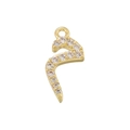 Close-up of gold plated Arabic letter pendant featuring micro-pave white zircon crystals - Gold 14