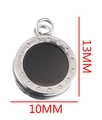 Pendente in acciaio inox argento 13mm con smalto nero e dettaglio misura 10mm - Rotondo