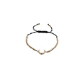 Adjustable evil eye and moon beaded bracelet with black woven cord in gold finish - Mixed Color Chain