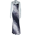 Dettagli dell'abito aderente con stampa animalier, arricciature laterali e scollo a drappeggio - S / Snake Print